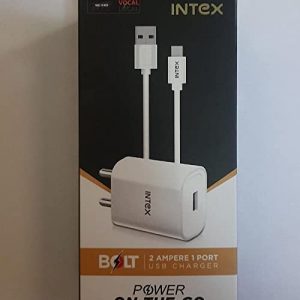 Intex Bolt 2A fast Charger USB Wall Adapter for All iOS & Android Devices BIS Approved (Black)