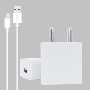 Portronics Adapto 442 Quick Charger USB Wall Adapter with One 2.0 A Quick Charging USB Port + MicroUSB Charging Cable for All iOS & Android Devices (White)